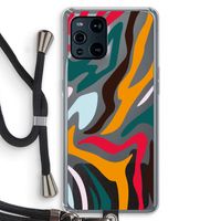Colored Zebra: Oppo Find X3 Transparant Hoesje met koord