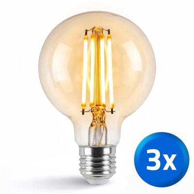 Slimme filament LED lamp - Dual white 7W E27 fitting - G95 model colored - voordeelset van 3