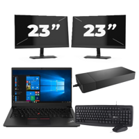 Lenovo ThinkPad E14 Gen 3 - AMD Ryzen 3 5300U - 14 inch - 16GB RAM - 256GB SSD - Windows 11 Home + 2x 23 inch Monitor