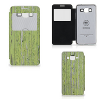 Samsung Galaxy Grand Prime Book Style Case Green Wood - thumbnail