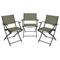 Klapstoel - 3x - groen - opklapbaar - 46 x 52 x 85 cm - staal/polyester - campingstoel/tuinstoel