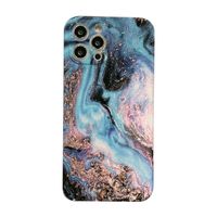 iPhone 12 Pro hoesje - Backcover - Marmer - Marmerprint - TPU - Donkerblauw/Lichtblauw - thumbnail