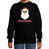 Stoere kersttrui / sweater DJ Santa zwart voor kinderen - thumbnail