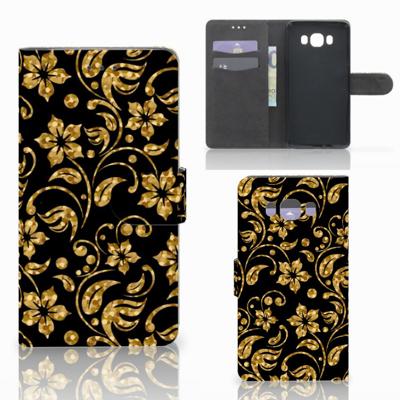 Samsung Galaxy J7 2016 Hoesje Gouden Bloemen