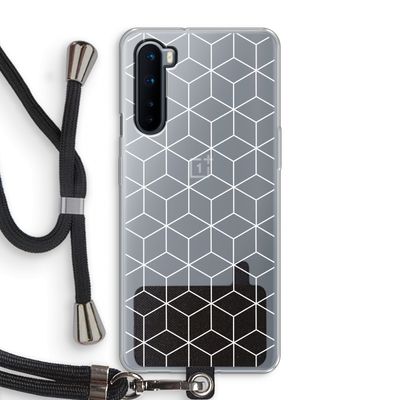 Zwart-witte kubussen: OnePlus Nord Transparant Hoesje met koord
