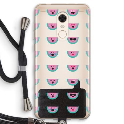 Smiley watermeloenprint: Xiaomi Redmi 5 Transparant Hoesje met koord