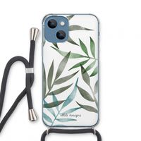 Tropical watercolor leaves: iPhone 13 mini Transparant Hoesje met koord