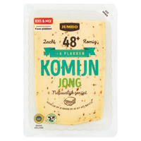 2 voor € 5,50 | Jumbo Komijn Kaas Jong 48+ Plakken 190g Aanbieding bij Jumbo