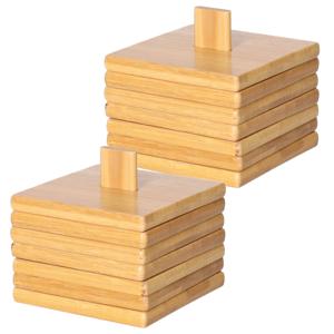 Onderzetters voor glazen - 12x stuks - bruin - bamboe hout - 9 x 9 cm