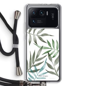 Tropical watercolor leaves: Xiaomi Mi 11 Ultra Transparant Hoesje met koord