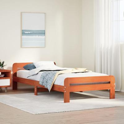 Bedframe zonder matras massief grenenhout wasbruin 75x190 cm