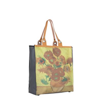 New Rebels Boodschappentas 'Sunflowers' - Stevige Nylon Shopper met Leren Hengsels - Van Gogh Print - 39x43 cm New Rebels Boodschappentas 'Sunflowers' - Stevige Nylon Shopper met Leren Hengsels - Van Gogh Print - 39x43 cm