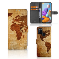 Samsung Galaxy A21s Flip Cover Wereldkaart