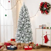 180 cm Gevlokte Kerstboom Kerstboom met Dennennaalden 517 Takuiteinden 170 Warmwitte LED-Lampjes Kerstdecoratie