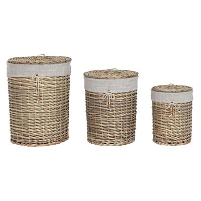 Mandenset Home ESPRIT Beige Natuurlijk vlechtwerk 45 x 45 x 55 cm 3 Onderdelen