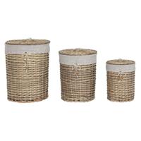 Mandenset Home ESPRIT Beige Natuurlijk vlechtwerk 45 x 45 x 55 cm 3 Onderdelen