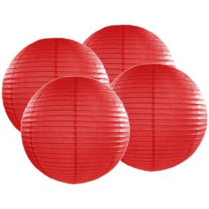 4x stuks luxe bol vorm lampion rood 35 cm - Feestlampionnen