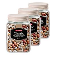 Plasticforte keuken voorraadpot/weckpot - Set van 6x stuks - kunststof - taupe - 1.2 liter - met dek Plasticforte keuken voorraadpot/weckpot - Set van 6x stuks - kunststof - taupe - 1.2 liter - met dek