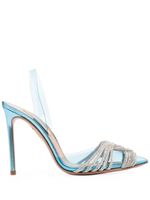 Aquazzura escarpins strassés à bride arrière - Bleu