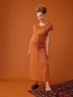 Lange zwangerschapsjurk ENVIE DE FRAISE karamel - thumbnail