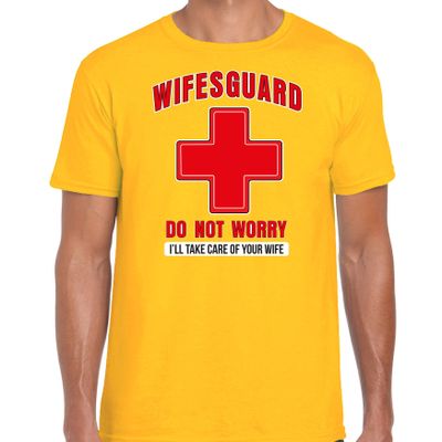 Lifeguard verkleed t-shirt heren - strandwacht/carnaval outfit - geel - wifesguard