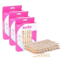 Sorbo wasknijpers hout - 108x stuks - knijpers / wasspelden - wasgoed ophangen Sorbo wasknijpers hout - 108x stuks - knijpers / wasspelden - wasgoed ophangen