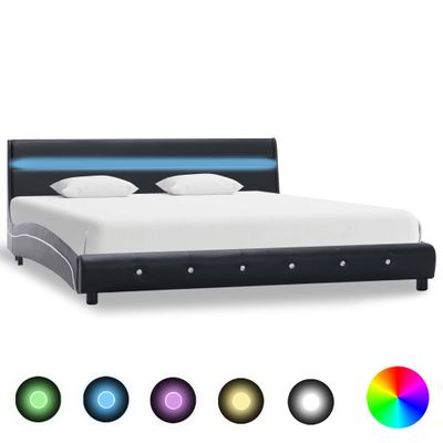 vidaXL Bedframe met LED kunstleer zwart 180x200 cm vidaXL Bedframe met LED kunstleer zwart 180x200 cm