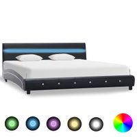 vidaXL Bedframe met LED kunstleer zwart 180x200 cm - thumbnail