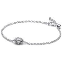 Pandora 593001C01 Armband Sparkling Pear Halo zilver-zirconia-silicone wit-zwart - thumbnail