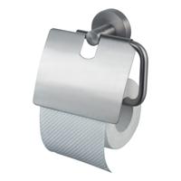 Haceka Kosmos toiletrol houder met klep rond rvs look - thumbnail