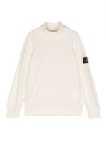 Stone Island Junior Compass-motif roll-neck jumper - Blanc