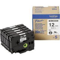 Brother HGe-231V5 Labeltape Set van 5 stuks Tapekleur: Wit Tekstkleur: Zwart 12 mm 8 m - thumbnail