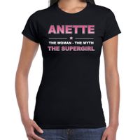 Naam cadeau t-shirt / shirt Anette - the supergirl zwart voor dames - thumbnail