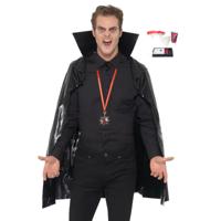 Halloween Dracula/vampier verkleed set - volwassenen - cape/tanden/schmink