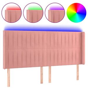 vidaXL Hoofdbord LED 183x16x118/128 cm fluweel roze