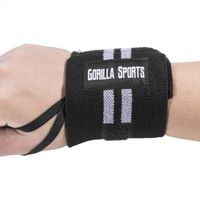 Gorilla Sports Polsbanden - Katoen - Elastisch - Zwart/Grijs