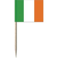 100x Vlaggetjes prikkers Ierland 8 cm hout/papier - Cocktailprikkers - thumbnail