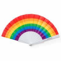 Spaanse handwaaier - regenboog - gerecycled kunststof/polyester - 42 x 23 cm