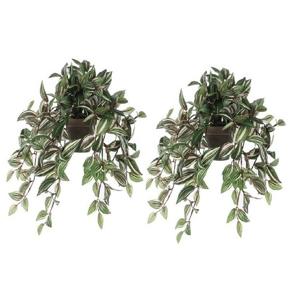 Mica Decorations Kunstplant Tradescantia vader hangplant - 2x - 45 cm - groen