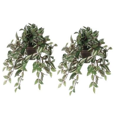 Mica Decorations Kunstplant Tradescantia vader hangplant - 2x - 45 cm - groen