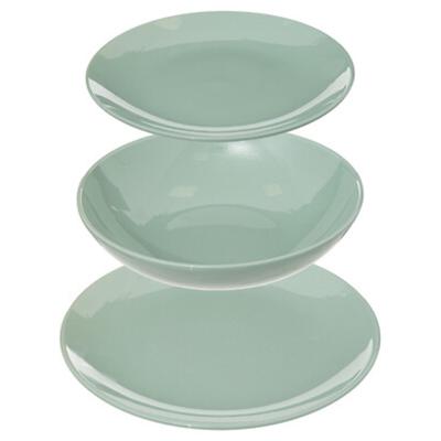 Servies set Colorama uni - 18-delig - groen - aardewerk dinerservies - tafelservies - 6 personen