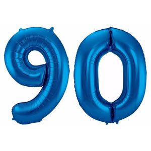 Cijfer 90 ballon blauw 86 cm