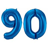 Cijfer 90 ballon blauw 86 cm