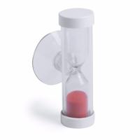 Zandloper - badkamer/poets timer - zuignap - 2 minuten - rood Zandloper - badkamer/poets timer - zuignap - 2 minuten - rood