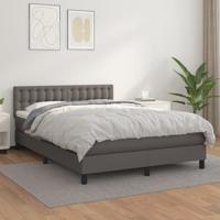 Boxspring met matras kunstleer grijs 140x200 cm