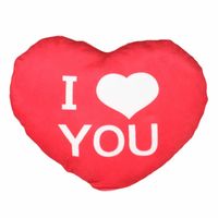 Sierkussentje Valentijn/I Love You hartje vorm - rood - 30 cm