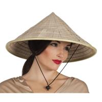 Chinese stro hoed - met kinband - volwassenen - Verkleed hoed - Aziatisch - strohoed