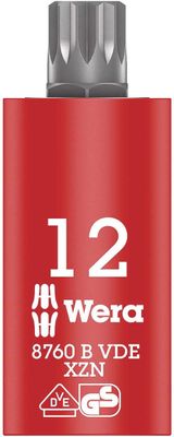 Wera 8760 B VDE XZN Zyklop Bitdop, geïsoleerd, met 3/8"-aandrijving, voor veeltandschroeven, M 12 x 59 mm - 05004942001