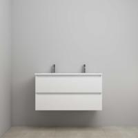 On-Line Onderkast - 100 cm - Voorgemonteerd - Acryl Wastafel - 2 Kraangaten - Hoogglans Wit