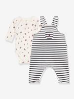 Salopette- en bodyset voor baby PETIT BATEAU marineblauw